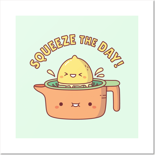 Funny Squeeze The Day Lemon Pun Wall Art by rustydoodle